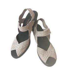 bernie mev. Heel Sandal Women EU 41 US 10.5 Rose Gold Fabric Sling Back Open Toe